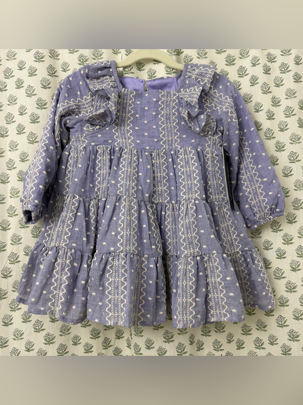 Mabel + Honey | Lavender Embroidered Tiered Dress